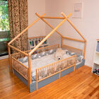 Cama Chalet Montessori de Madera con Barandales Removibles - Azul