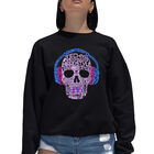 Sudadera De Cuello Redondo Word Art Para Mujer - Estilos de M&uacute;sica EDM - Negro