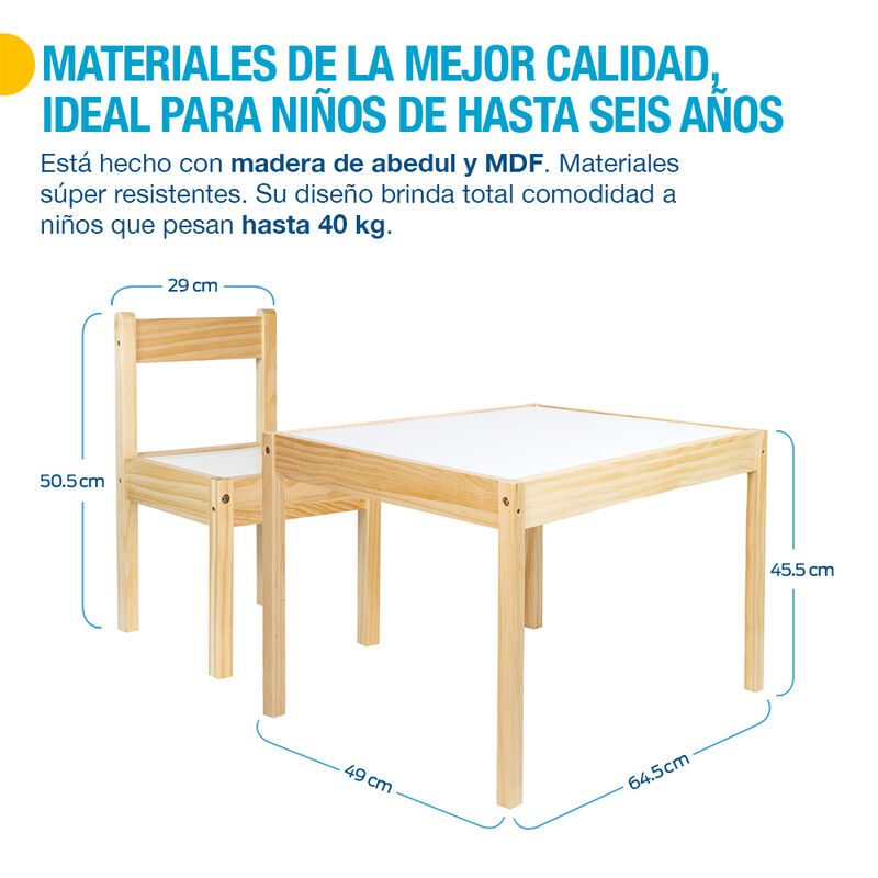 Mesa y Sillas para Niños Montessori de Madera, ... image number null