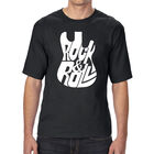 Camiseta Alta y Larga Word Art Para Hombre - Guitarra Rock & Roll - Negro