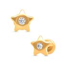 Broqueles De Estrella En Oro Amarillo 14k Con 6.5pts De Diamante (2mm Aprox)