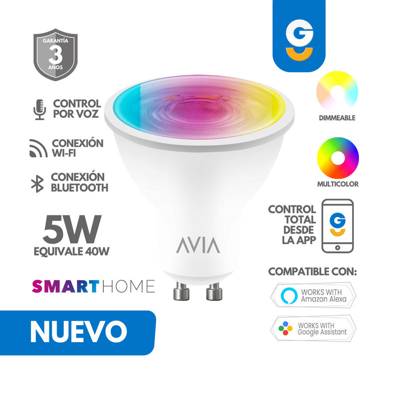 Pack 2 piezas Foco Led Dicroico 5w Inteligente ... image number null