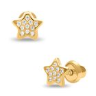 Broqueles Estrella Mini De Oro Amarillo 14k Con Zirconias