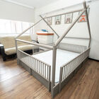 Matrimonial - Cama Chalet Montessori de Madera Duduk - Blanco Osti&oacute;n