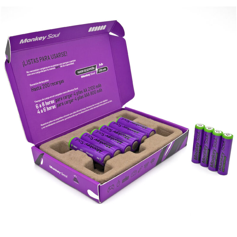 Pilas Baterías Recargables Monkey Soul 6 pz AA ... image number null