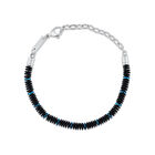 Pulsera Con Aplicaciones De Acero Azul Con Cuentas De Hematita Para Caballero