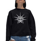 Sudadera De Cuello Redondo Word Art Para Mujer - Calavera Libertad - Negro