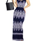 Vestido Largo Casual Mujer Maxi Dres C&oacute;modo VES-1023 Marino Estilo Moderno